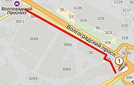 Карта проезда к магазину мебели ЭСТЕТ в ТЦ Метр квадратный на Волгоградском проспекте